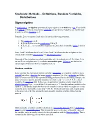 Stochastic Methods – Definitions, Random Variables, Distributions