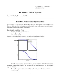 Bode Plot Performance Specifications