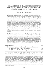 Challenging Racist Predictive Policing Algorithms Under the Equal Protection Clause