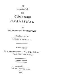 Chandogya Upanishad with Shankara Bhashya