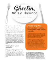 Ghrelin, the GO Hormone.Indd