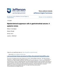 Myeloid-Derived Suppressor Cells in Gastrointestinal Cancers: a Systemic Review