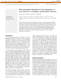 Recommended Standards for the Description of New Species of Anoxygenic Phototrophic Bacteria