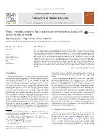 Replacing Human Interviewers by Automated Avatars in Virtual Worlds Q ⇑ Béatrice S