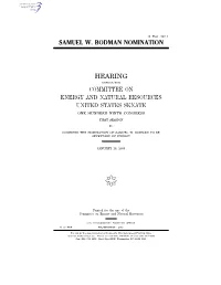 Samuel W. Bodman Nomination Hearing