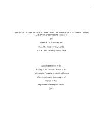 “The Devil Hates That Doctrine”: Hell in American Fundamentalism