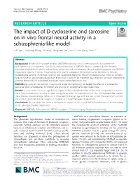 The Impact of D-Cycloserine and Sarcosine on in Vivo Frontal Neural