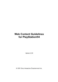 Web Content Guidelines for Playstation®4