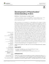 Development of Preschoolers' Understanding of Zero