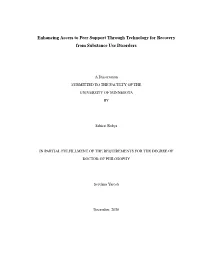 Enhancing Access to Peer Support Through Technology for Recovery from Substance Use Disorders