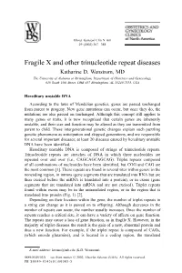 Fragile X and Other Trinucleotide Repeat Diseases Katharine D