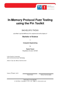 In-Memory Protocol Fuzz Testing Using the Pin Toolkit