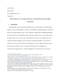 Murdoch Murdoch: a Case Study in Threats to Ontological Security in Far-Right
