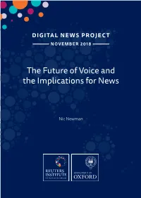 Reuters Institute: the Future of Voice and the Implications for News