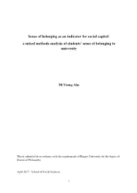Sense of Belonging As an Indicator for Social Capital: a Mixed Methods Analysis of Students’ Sense of Belonging to University