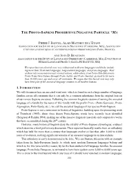 The Proto-Sapiens Prohibitive/Negative Particle *Ma