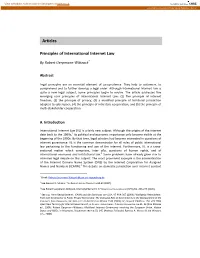 Articles Principles of International Internet