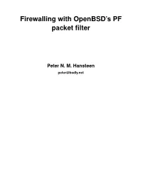 Firewalling with Openbsd's PF Packet Filter