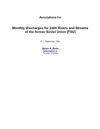 Monthly Discharges for 2400 Rivers and Streams of the Former Soviet Union [FSU]
