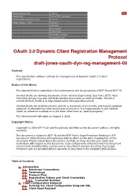Oauth 2.0 Dynamic Client Registration Management Protocol Draft-Jones-Oauth-Dyn-Reg-Management-00