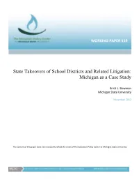 State Takeovers of School Districts and Related Litigation: Michigan As a Case Study