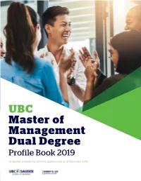 UBC Master of Management Dual Degree Profile Book 2019