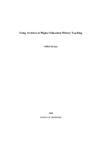 Using Archives in Higher Education History Teaching
