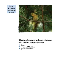 Glossary, Acronyms, and Species Names
