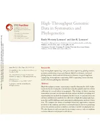 High-Throughput Genomic Data in Systematics and Phylogenetics