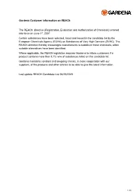 Gardena Customer Information on Reach the Reach Directive