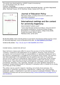 International Rankings and the Contest for University Hegemony