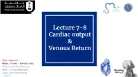 Lecture 7-8 Cardiac Output & Venous Return
