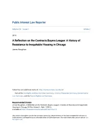 A Reflection on the Contracts Buyers League: a History of Resistance to Inequitable Housing in Chicago