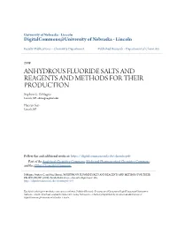 ANHYDROUS FLUORIDE SALTS and REAGENTS and METHODS for THEIR PRODUCTION Stephen G