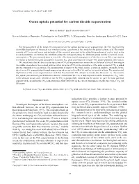 Ocean Uptake Potential for Carbon Dioxide Sequestration