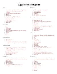 Suggested Packing List