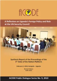 A Reflection on Uganda's Foreign Policy and Role at the UN Security