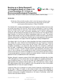Burning up Or Being Renewed?:An Exegetical Study of 2 Peter 3:10-13