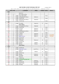 Hbc Fixture & Event Schedule for 2021