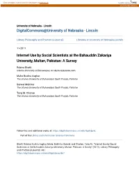 Internet Use by Social Scientists at the Bahauddin Zakariya University, Multan, Pakistan: a Survey