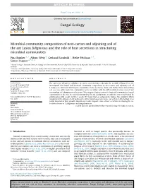 Microbial Community Composition of Nest-Carton and Adjoining Soil of the Ant Lasius Fuliginosus and the Role of Host Secretions in Structuring Microbial Communities