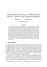 Postsyntactic Reordering in the Mari Nominal Domain - Evidence from Suspended Afﬁxation
