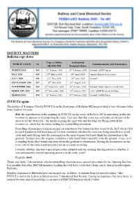 SOCIETY MATTERS Bulletin Copy Dates INVICTA Again