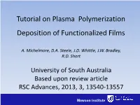 Tutorial on Plasma Polymerization Deposition of Functionalized Films