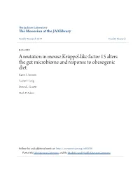 A Mutation in Mouse Krüppel-Like Factor 15 Alters the Gut Microbiome and Response to Obesogenic Diet