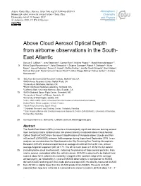 Above Cloud Aerosol Optical Depth from Airborne Observations in the South- East Atlantic Samuel E