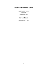 Formal Languages and Logics Lecture Notes