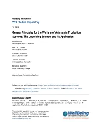 General Principles for the Welfare of Animals in Production Systems: the Underlying Science and Its Application