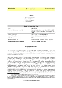 Sam Gordon Bio-Bibliographical Sketch