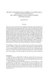 The Art of the Distillation of 'Spirits' As a Technological
